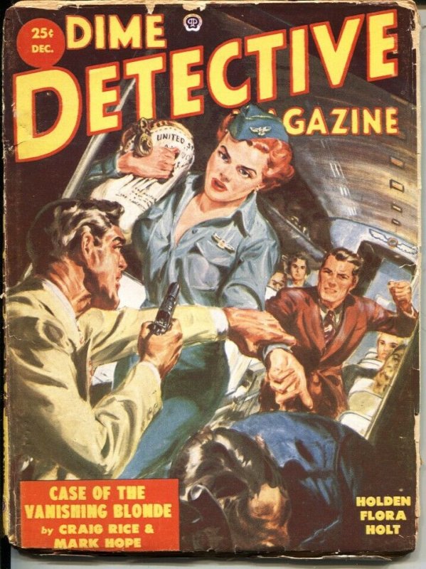 DIME DETECTIVE---DEC 1952-NORMAN SAUNDERS AIR LINE STEWARDESS COVER--CRIME PULP