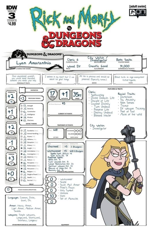 Rick & Morty Vs Dungeons & Dragons #3 (Cvr B Little) Idw Publishing Comic Book