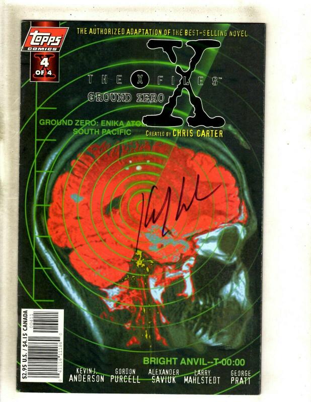 The X Files Ground Zero # 4 VF/NM Topps Comic Book SIGNED Kevin Anderson J372