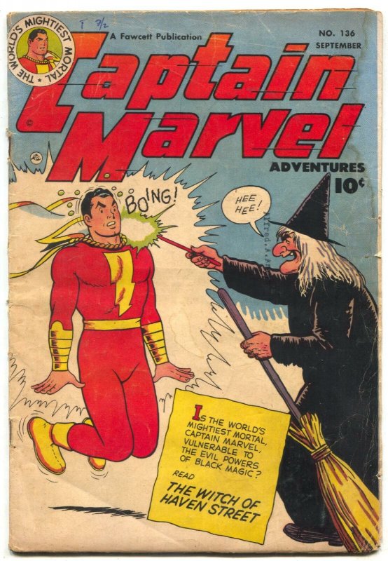 Captain Marvel Adventures #136 1952- Fawcett Golden Age Witch