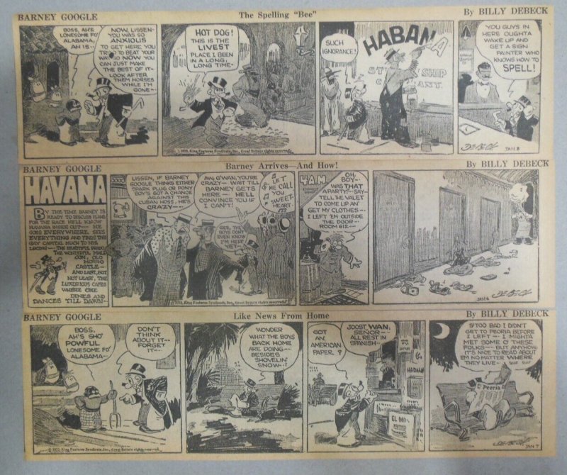 (307 Barney Google Dailies by Billy DeBeck from 1932 Size: 3.5 x 12 inches