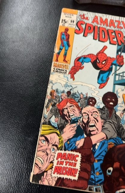 The Amazing Spider-Man #99 (1971)panic at the prison—top staple popped