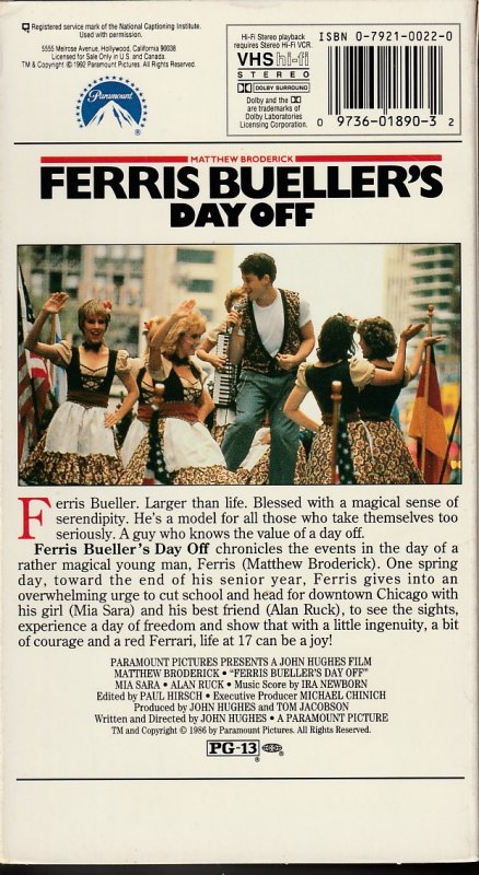 Ferris Bueller’s Day Off VHS  Matthew Broderick's Breakout Film !