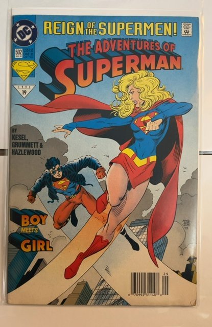 Adventures of Superman #502 Newsstand Edition (1993) Superboy 