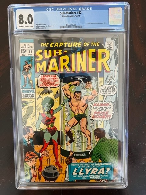 Sub-Mariner #32 (1970) - CGC 8.0 - 1st Llyra & Rhonda Morris !