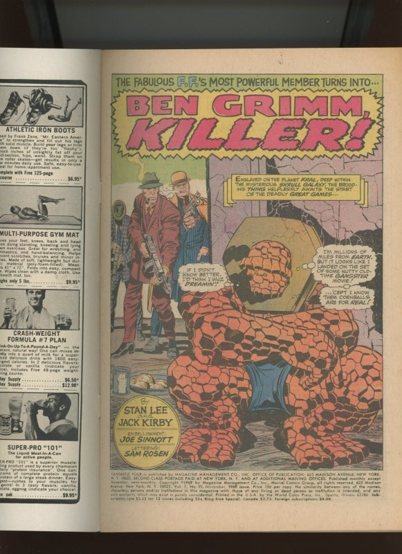 (1969) Fantastic Four #92: SILVER AGE! EXCELLENT! WE COMBINE SHIPPING! (8.5)