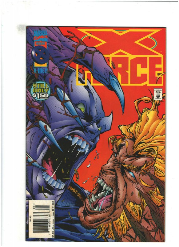 X-Force #45 VF+ 8.5 Newsstand Marvel Comics 1995 Sabretooth vs. Caliban 