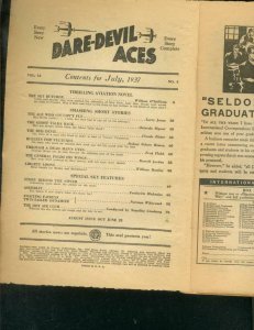 DARE-DEVIL ACES PULP-JULY 1937-BARGAIN READING COPY-WWI P