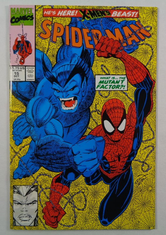 Spider-Man #15 VF/NM Beast Front/Back Cover Photos Marvel 1991