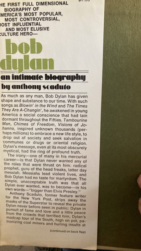 Bob Dylan – an intimate biography, Scaduto, 1971, 280p