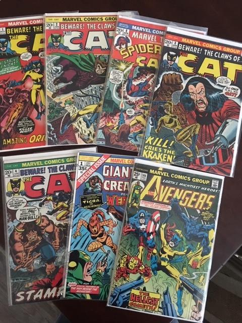 THE CAT/TIGRA/HELLCAT LOT 1-4, MTU 8, G S CREATURES 1, AVENGERS 144 VF LOT