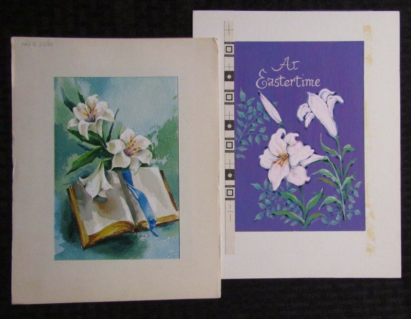 EASTERTIME White Flowers w/ Open Bible 8x10.5 Greeting Card Art LOT of 2 #E2534