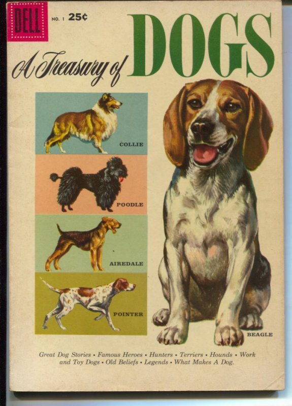 A Treasury of Dogs #1 1956-Dell-1st issue-Poodle-Beagle-Collie-FN-