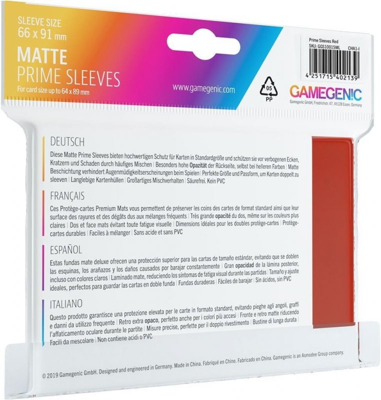 MATTE Prime Sleeves: Red   Gamegenics   TCG Gamegenic