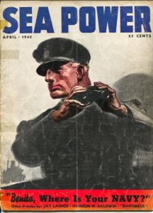 Sea Power 4/1942-McClelland Barclay cover art-war pix &info-hidden mines sea ... 