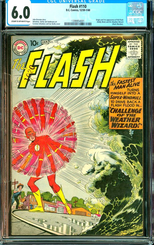 Flash # 110 CGC Graded 6.0 Origin and 1st appearanceof Kid Flash