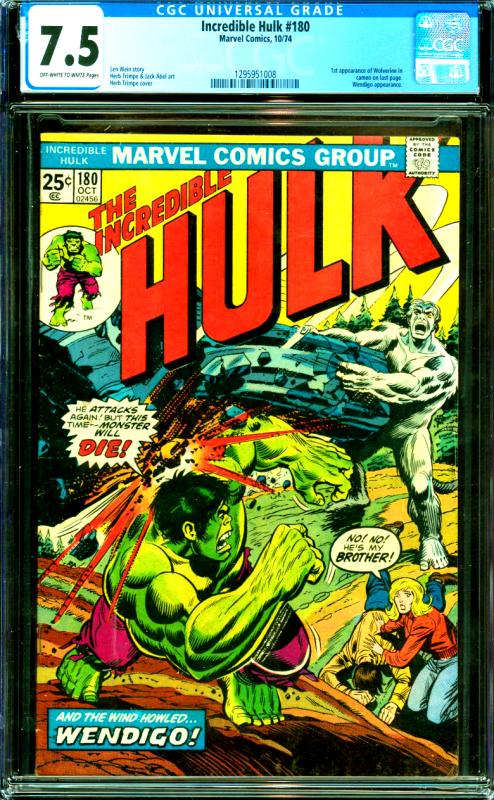 Incredible Hulk #180 CGC Graded 7.5 1st Wolverine Cameo