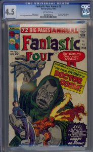 FANTASTIC FOUR ANNUAL #2 CGC 4.5 ORIGIN DOCTOR DOOM JACK KIRBY