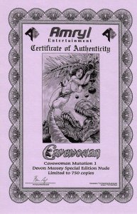 Cavewoman Mutation #1 Devon Massey Special Edition Nude Ltd to 750