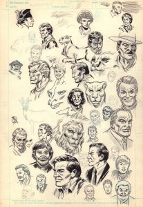 Drawings of Over 60 Faces and Figures - Double Sided - 1990 art by Don Heck