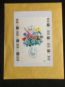 ON YOUR BIRTHDAY Colorful Flowers in Glass Vase 6x8 Greeting Card Art B8531