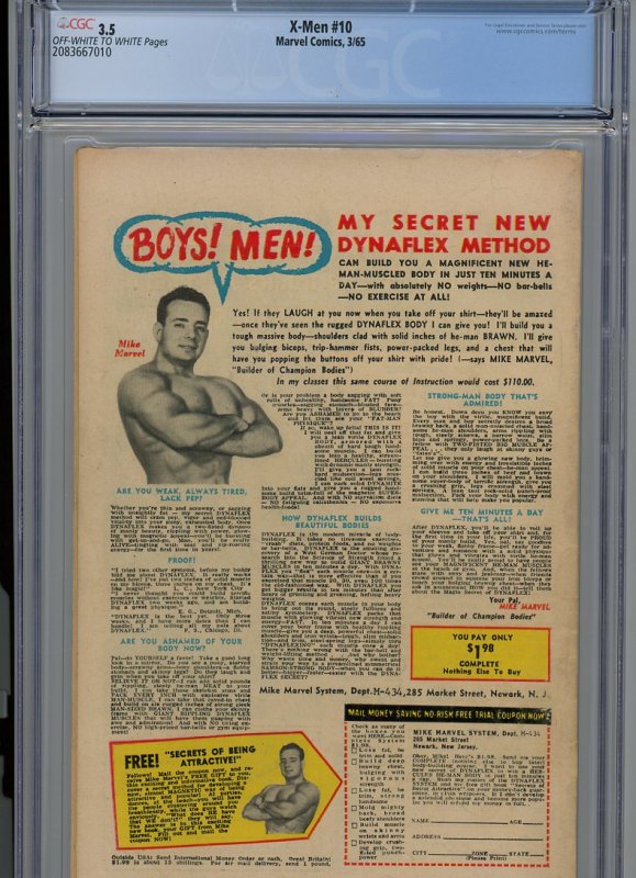 X-Men 10  CGC 3.5  1st Appearance Silver Age Ka-Zar!  1965