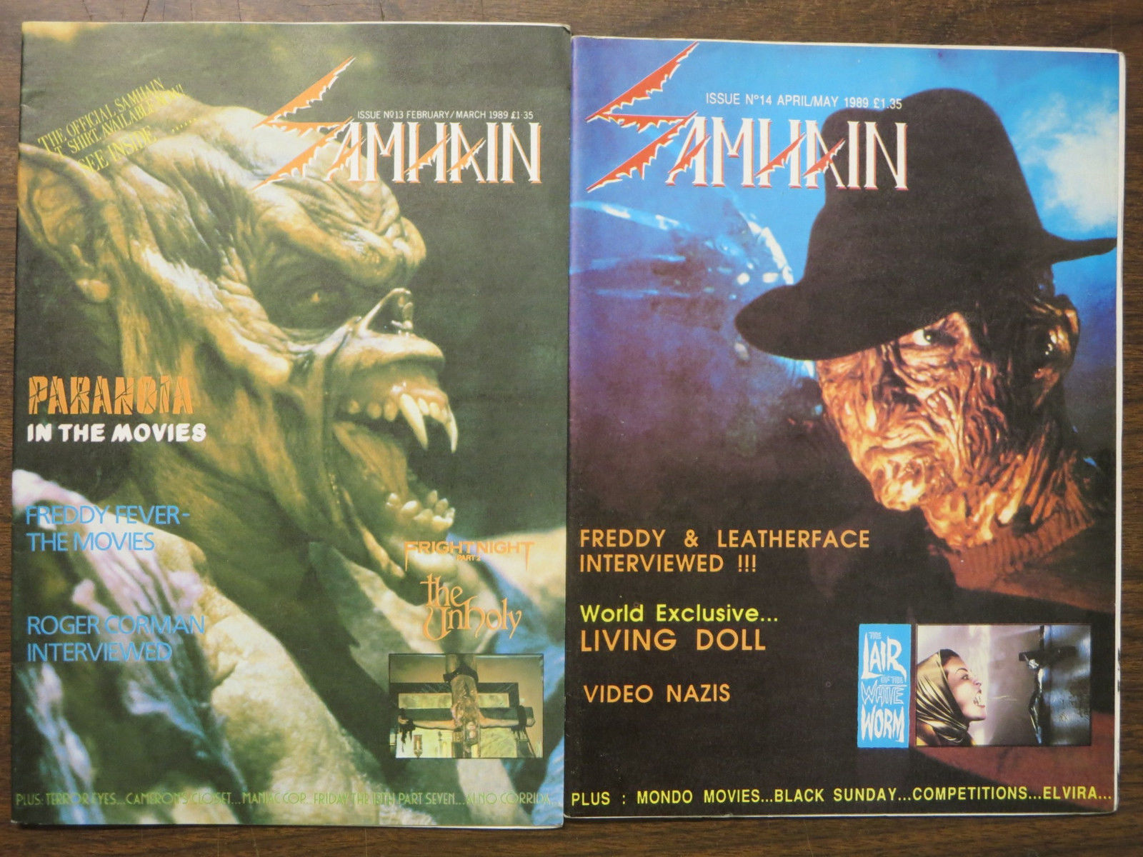 Samhain Horror Magazine #13 + 14 Lot Feb.-May 1989 Paranoia Freddy