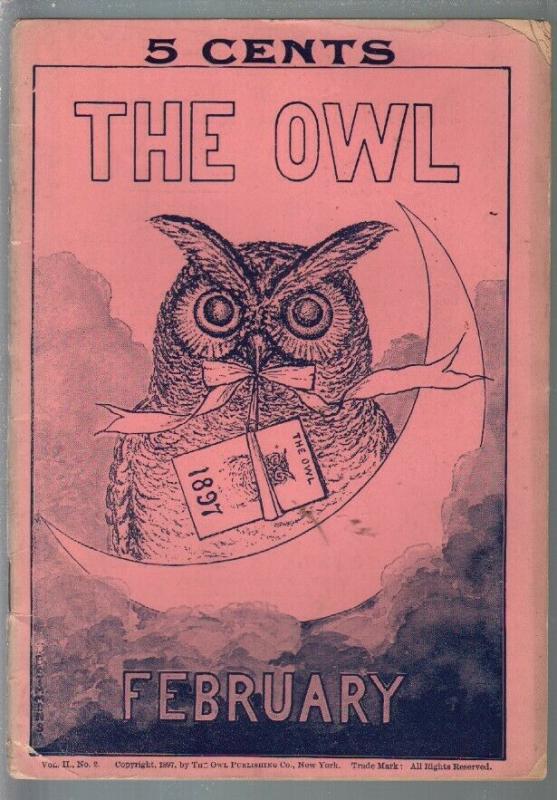 The Owl 2/1897-5¢ cover price-pulp magazine forerunner-unique-VG