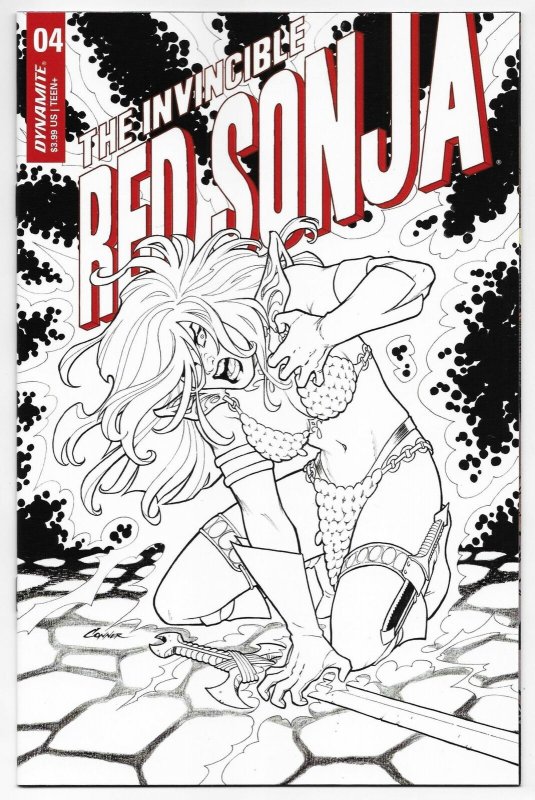 Invincible Red Sonja #4 Conner 1:15 Line Art Variant (Dynamite, 2021) NM 