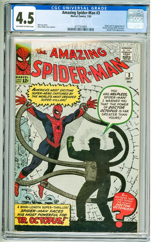 Amazing Spider-Man #3 (1963) CGC 4.5! OWW Pgs! 1st Appearance of Doctor Octopus!