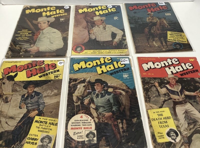 Monte Hale Western (1951) Set Issue #32,35,38,42,46,64 • Golden Age • Fawcett