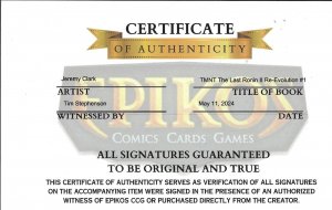 TMNT The Last Ronin II Re-Evolution #1 2024 Jeremy Clark Signed Cover IDW EB204