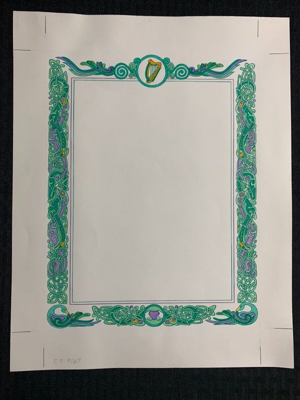 STATIONARY Celtic Knotwork w/ Harp & Heart 11x14 Greeting Card Art #9067
