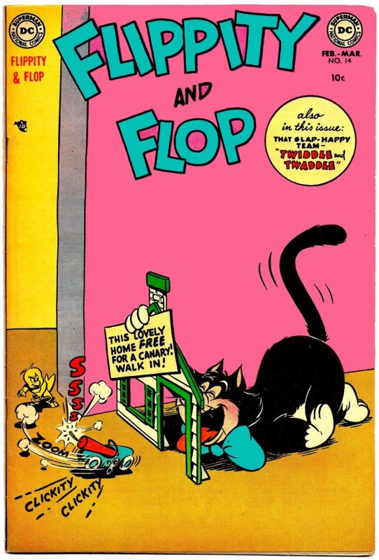 FLIPPITY & FLOP #14 (Feb1954) 5.0 VG/FN  Cat-Dog-Canary Funny Animals from DC!