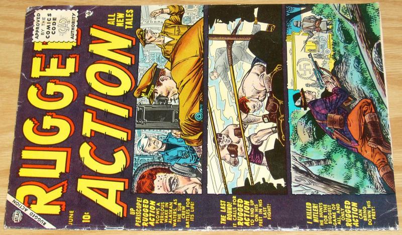 Rugged Action #4 FN- june 1955 - atlas comics - last issue - joe sinnott - war 