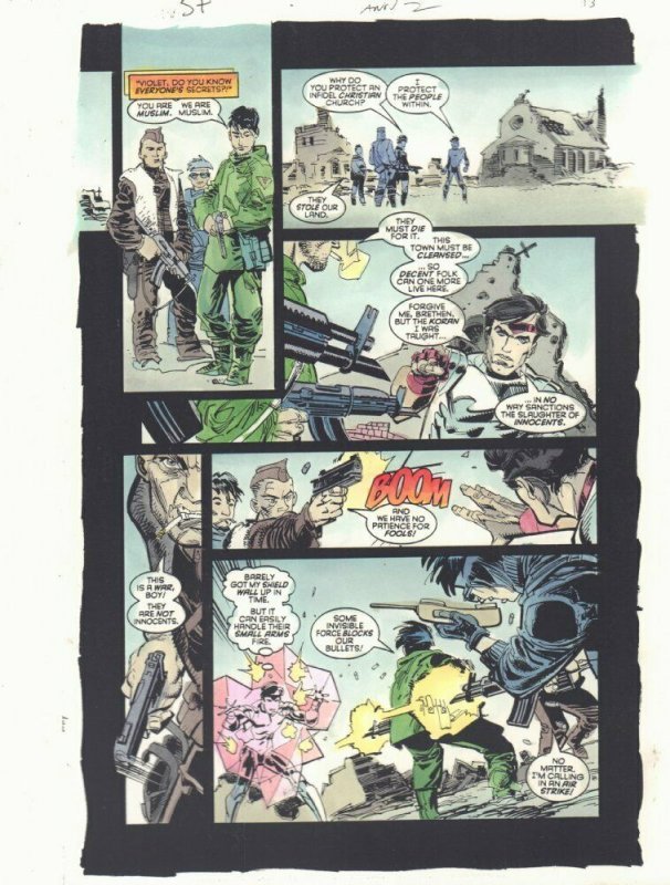 Sovereign Seven Annual #2 p.13 Color Guide Art - Muslim Fighters by John Kalisz