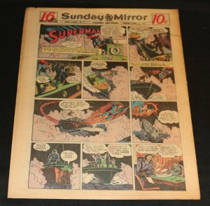 1947 Sunday Mirror Weekly Comic Section June 8th (F+) Superman Boat Action