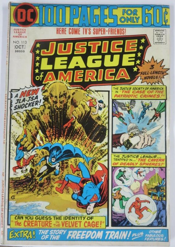 JUSTICE LEAGUE OF AMERICA #113 (DC) October, 1974 VERY GOOD  100 page giant
