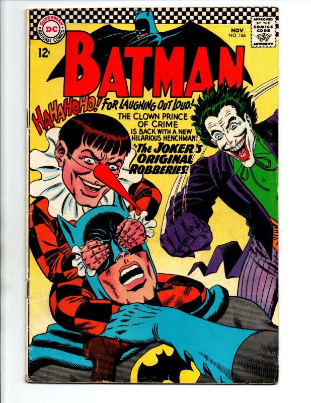 Batman #186 - Joker - 1st appearance Gaggy the Clown - KEY - 1966 - FN/VF