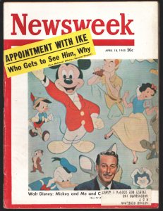 MAG: Newsweek 4/18/1955-Walt Disney-Mickey story-Full page 1955 Ford-Pontiac ...