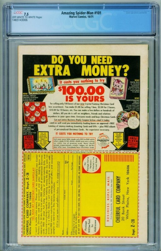 Amazing Spider-Man #101 // CGC 7.5 // 1st Morbius // 1465143006