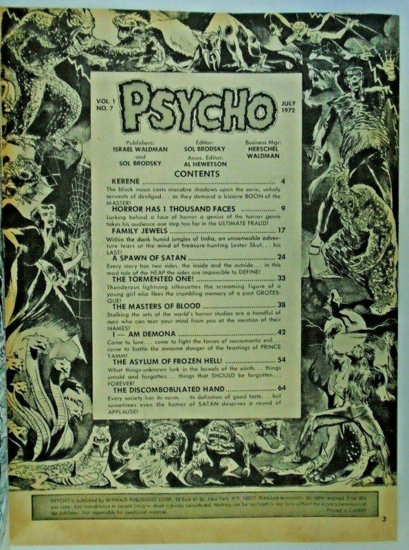 mm Psycho (1971, Skywald) #7vf/nm