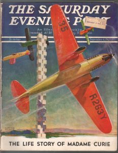 Saturday Evening Post 9/4/1937-air race cover-Clayton Knight-H Bedford-Jones-VG