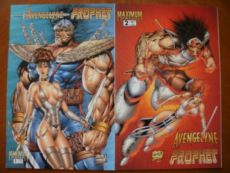 2 Maximum Press AVENGELYNE / PROPHET Comic #1 #2 (1996) Liefeld (Angel Soldier)