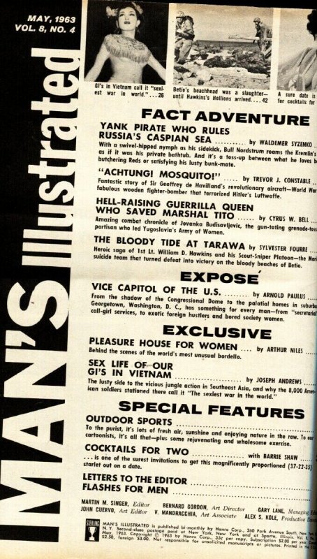 Man's Illustrated 5/1963 Tarawa-Spicy-WWII-pulp thrills-bad mags!