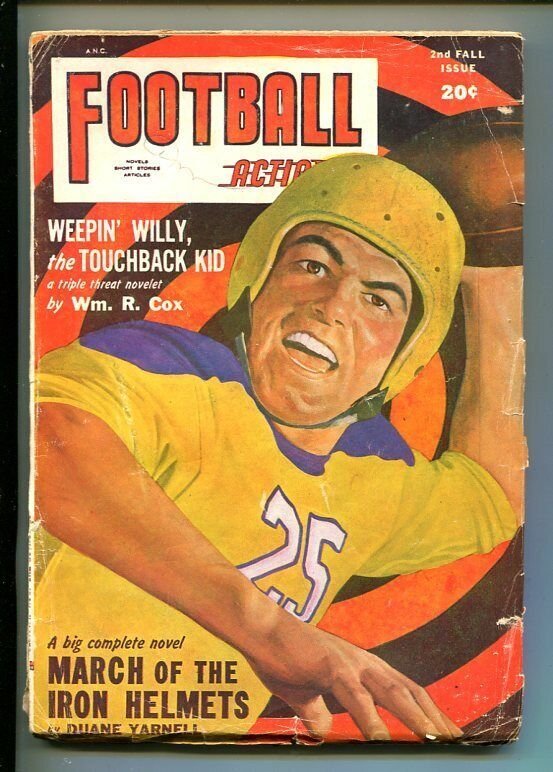 FOOTBALL ACTION-FALL 1948-PULP-OLD HELMETS-QUARETRBACK COVER-vg