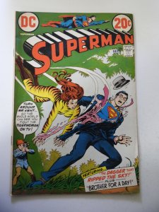 Superman #256 (1972) VG+ Condition centerfold detached at one staple