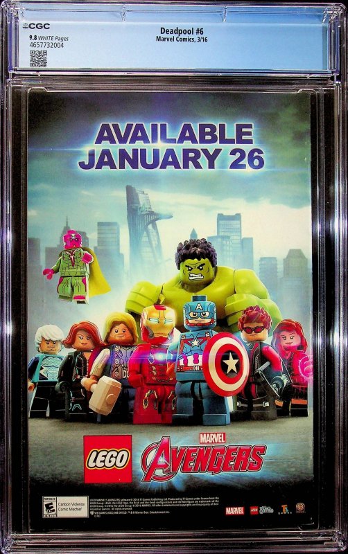 Deadpool #6  (2016) - CGC 9.8 - Cert#4657732004