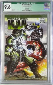 WORLD WAR HULK 1 CGC 9.6 ROMITA VARIANT SIGNED BY GREG PAK (SLAB GRADE)