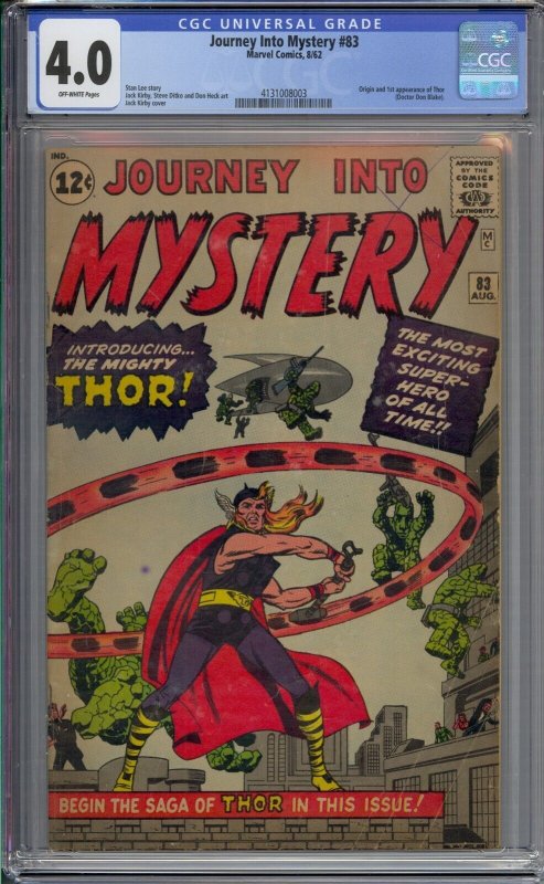 JOURNEY INTO MYSTERY #83 CGC 4.0 1ST THOR 003